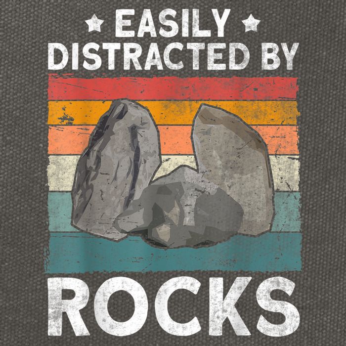 Easily Distracted By Rocks Collector Mineral Retro Geologist Cotton Canvas Backpack