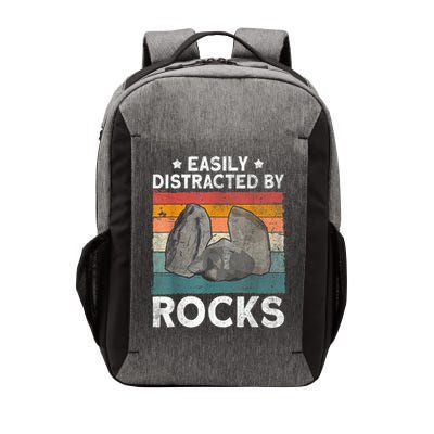 Easily Distracted By Rocks Collector Mineral Retro Geologist Vector Backpack