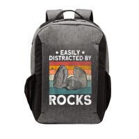 Easily Distracted By Rocks Collector Mineral Retro Geologist Vector Backpack