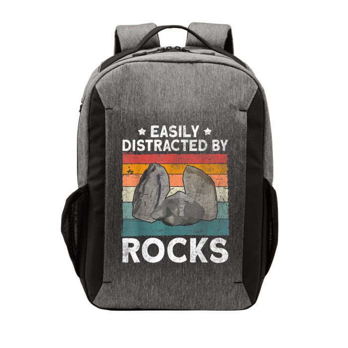 Easily Distracted By Rocks Collector Mineral Retro Geologist Vector Backpack