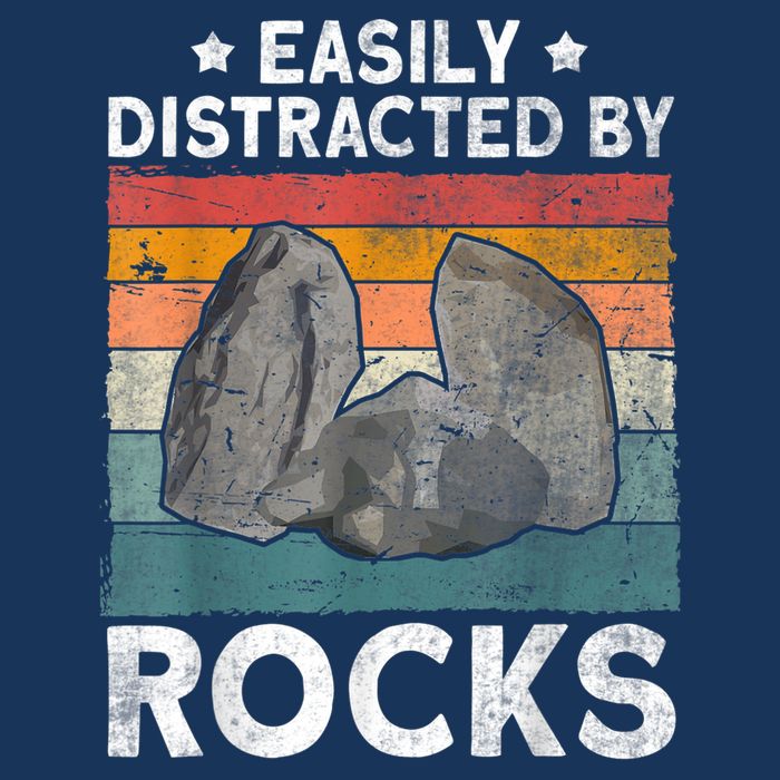 Easily Distracted By Rocks Collector Mineral Retro Geologist Infant Baby Jersey Bodysuit