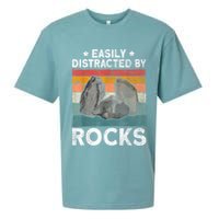 Easily Distracted By Rocks Collector Mineral Retro Geologist Sueded Cloud Jersey T-Shirt