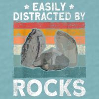 Easily Distracted By Rocks Collector Mineral Retro Geologist Sueded Cloud Jersey T-Shirt