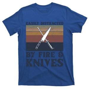 Easily Distracted By Fire And Knives Design Chef Gift T-Shirt