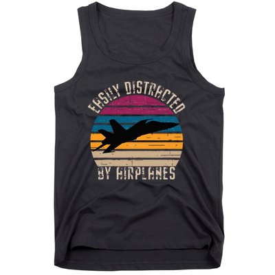 Easily Distracted By Airplanes Pilot Aviation Plane Lover Tank Top