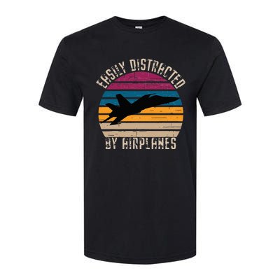 Easily Distracted By Airplanes Pilot Aviation Plane Lover Softstyle® CVC T-Shirt