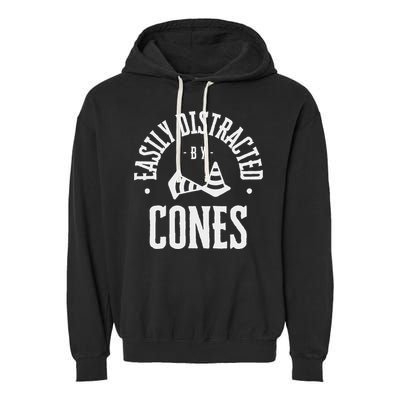 Easily Distracted By Cones – Funny Autox Autocross Racing Garment-Dyed Fleece Hoodie