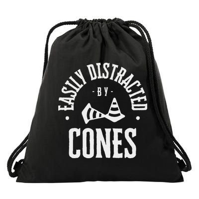 Easily Distracted By Cones – Funny Autox Autocross Racing Drawstring Bag