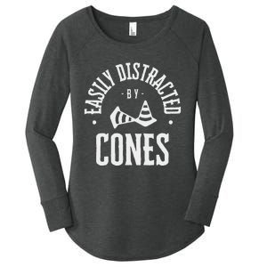 Easily Distracted By Cones – Funny Autox Autocross Racing Women's Perfect Tri Tunic Long Sleeve Shirt