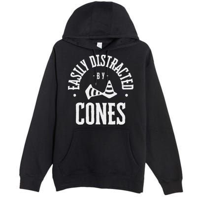 Easily Distracted By Cones – Funny Autox Autocross Racing Premium Pullover Hoodie