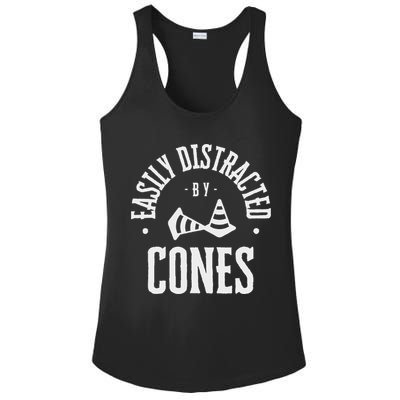 Easily Distracted By Cones – Funny Autox Autocross Racing Ladies PosiCharge Competitor Racerback Tank