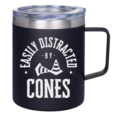 Easily Distracted By Cones – Funny Autox Autocross Racing 12oz Stainless Steel Coffee Mug