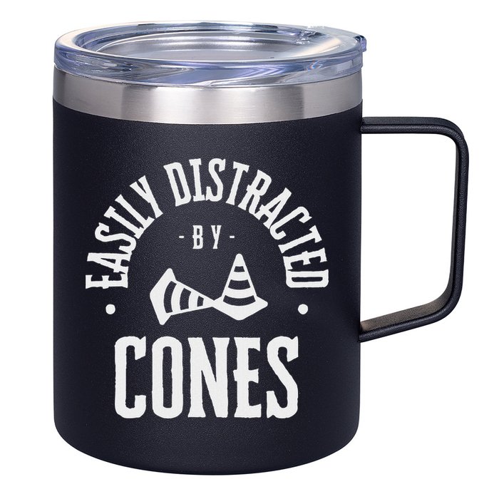 Easily Distracted By Cones – Funny Autox Autocross Racing 12oz Stainless Steel Coffee Mug