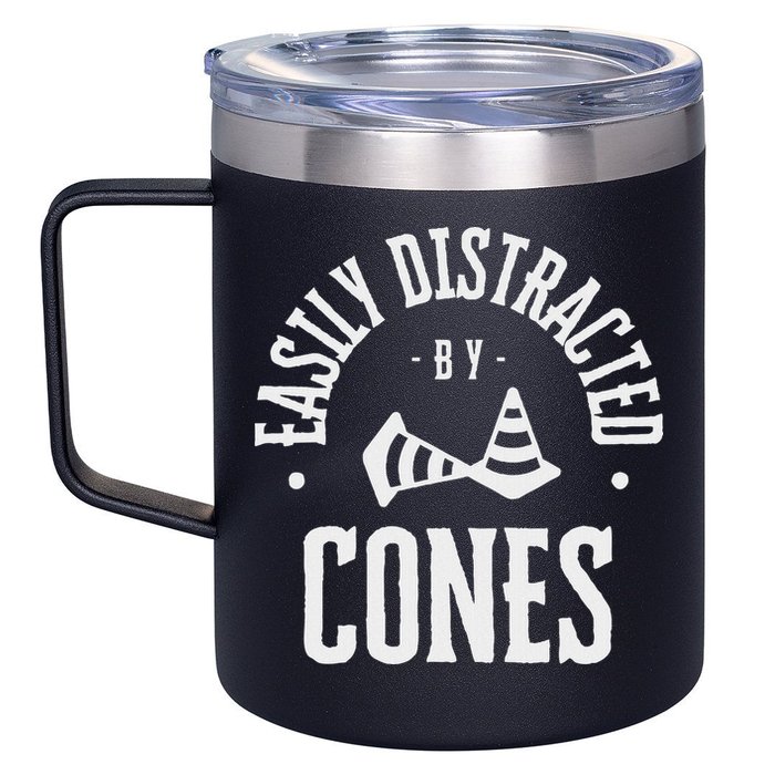 Easily Distracted By Cones – Funny Autox Autocross Racing 12oz Stainless Steel Coffee Mug