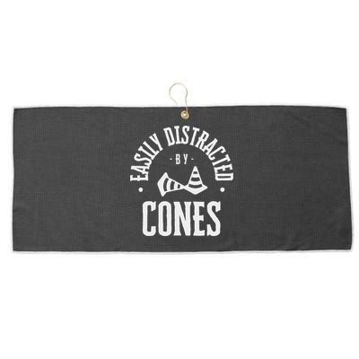 Easily Distracted By Cones – Funny Autox Autocross Racing Large Microfiber Waffle Golf Towel