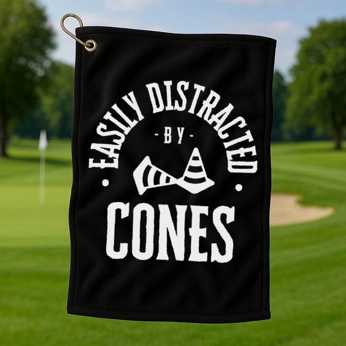 Easily Distracted By Cones – Funny Autox Autocross Racing Golf Towel