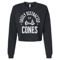 Easily Distracted By Cones – Funny Autox Autocross Racing Cropped Pullover Crew