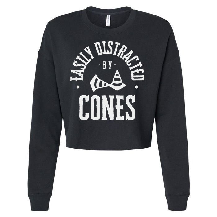 Easily Distracted By Cones – Funny Autox Autocross Racing Cropped Pullover Crew