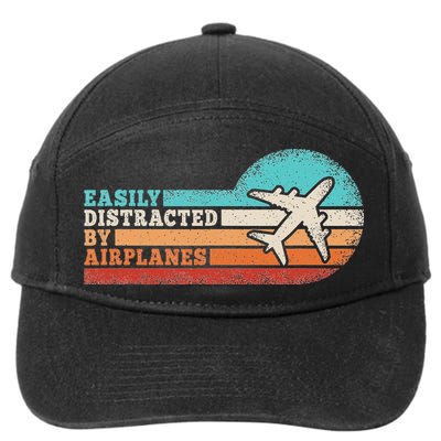 Easily Distracted By Airplanes Funny Pilot Aviation 7-Panel Snapback Hat