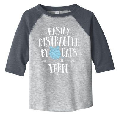 Easily Distracted By Cats And Yarn Knitting Yarn Crochet Toddler Fine Jersey T-Shirt