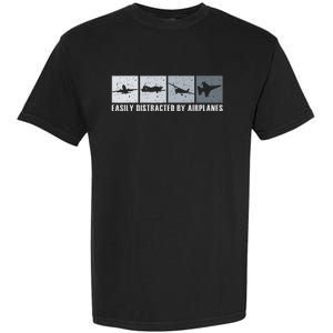 Easily Distracted By Airplanes Aviation Pilot Airplane Garment-Dyed Heavyweight T-Shirt