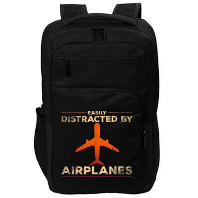 Easily Distracted By Airplanes Airplane Lover Aviation Impact Tech Backpack