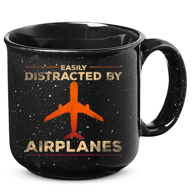 Easily Distracted By Airplanes Airplane Lover Aviation 15oz Campfire Ceramic Mug