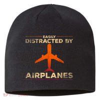 Easily Distracted By Airplanes Airplane Lover Aviation Sustainable Beanie