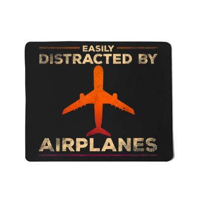 Easily Distracted By Airplanes Airplane Lover Aviation Mousepad