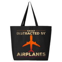 Easily Distracted By Airplanes Airplane Lover Aviation 25L Jumbo Tote