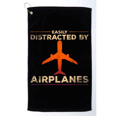 Easily Distracted By Airplanes Airplane Lover Aviation Golf Towel