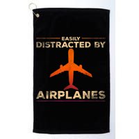 Easily Distracted By Airplanes Airplane Lover Aviation Golf Towel