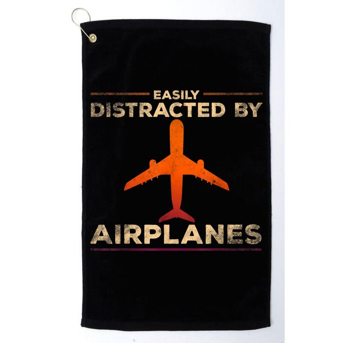 Easily Distracted By Airplanes Airplane Lover Aviation Golf Towel