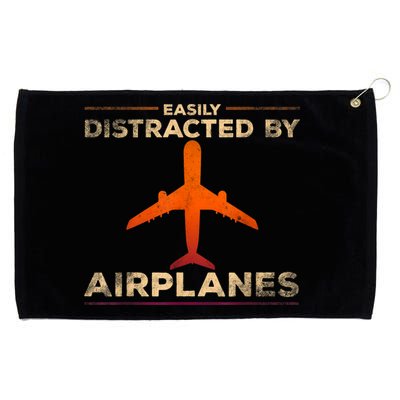 Easily Distracted By Airplanes Airplane Lover Aviation Grommeted Golf Towel