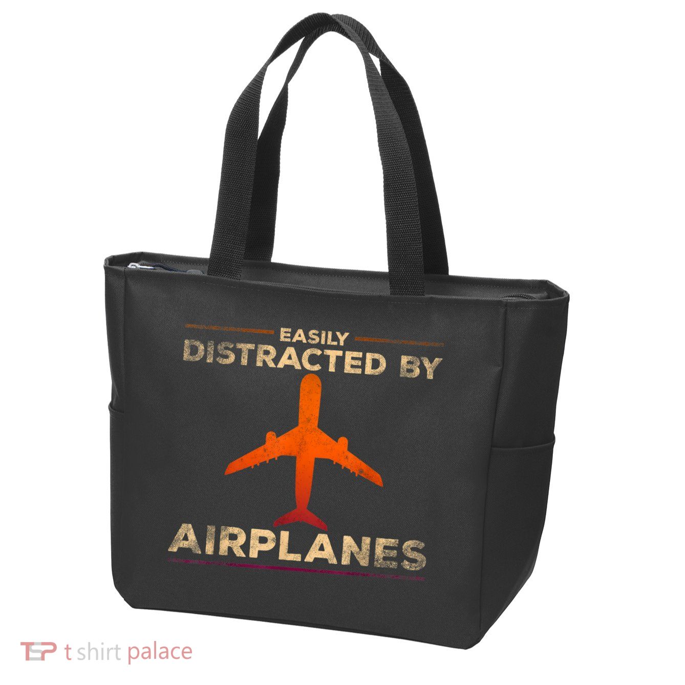 Easily Distracted By Airplanes Airplane Lover Aviation Zip Tote Bag