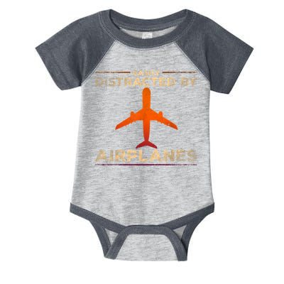 Easily Distracted By Airplanes Airplane Lover Aviation Infant Baby Jersey Bodysuit