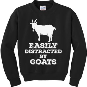 EASILY DISTRACTED BY GOATS FUNNY FATHER'S DAY GIFT Kids Sweatshirt