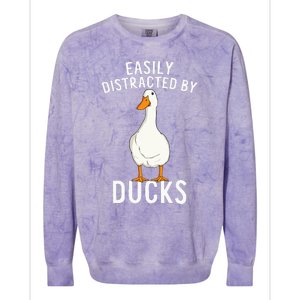 Easily Distracted By Ducks Funny Duck Lover Colorblast Crewneck Sweatshirt