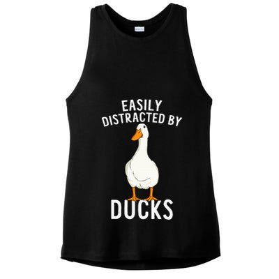 Easily Distracted By Ducks Funny Duck Lover Ladies PosiCharge Tri-Blend Wicking Tank