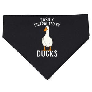 Easily Distracted By Ducks Funny Duck Lover USA-Made Doggie Bandana