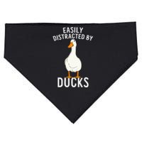 Easily Distracted By Ducks Funny Duck Lover USA-Made Doggie Bandana