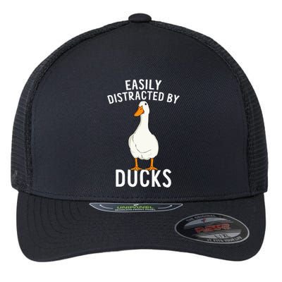 Easily Distracted By Ducks Funny Duck Lover Flexfit Unipanel Trucker Cap