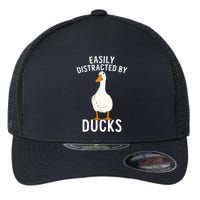 Easily Distracted By Ducks Funny Duck Lover Flexfit Unipanel Trucker Cap