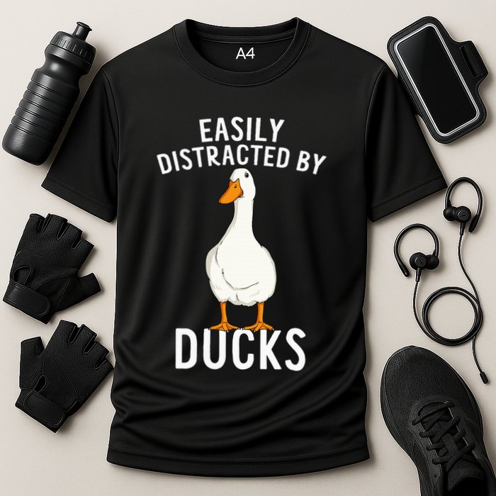 Easily Distracted By Ducks Funny Duck Lover Performance Shirt