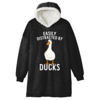 Easily Distracted By Ducks Funny Duck Lover Hooded Wearable Blanket