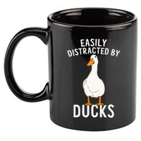 Easily Distracted By Ducks Funny Duck Lover 11oz C Handle Ceramic Mug