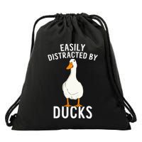 Easily Distracted By Ducks Funny Duck Lover Drawstring Bag