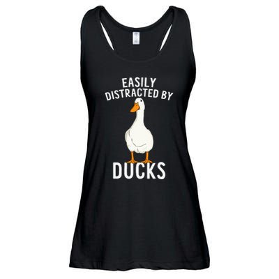 Easily Distracted By Ducks Funny Duck Lover Ladies Essential Flowy Tank