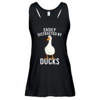 Easily Distracted By Ducks Funny Duck Lover Ladies Essential Flowy Tank