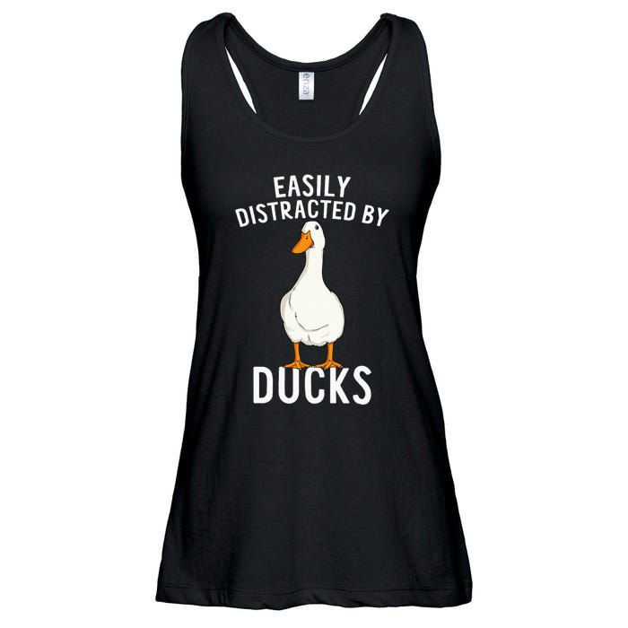 Easily Distracted By Ducks Funny Duck Lover Ladies Essential Flowy Tank